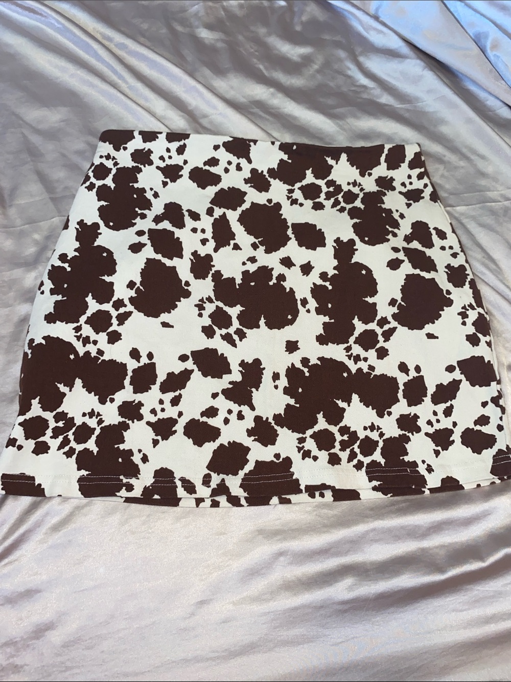 Brown and White Cow Print Mini Skirt